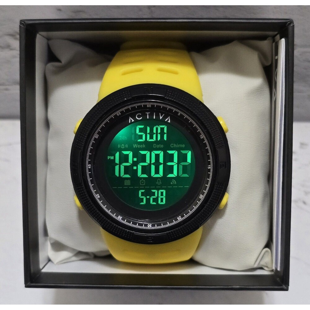 Activa X Invicta Digital Men's Watch 50mm Black Yellow 1915-001 Brand New